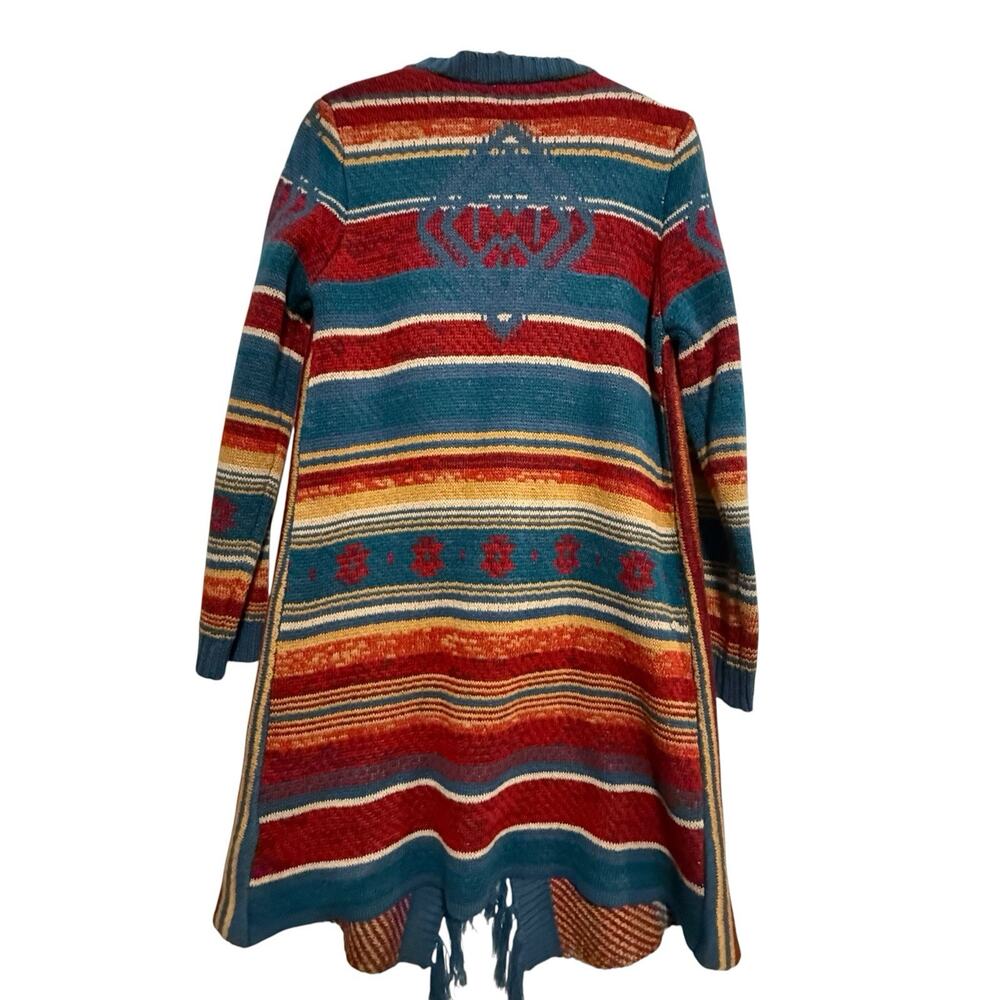 Anne French Aztec Print Duster Sweater Longline Cardigan Western SIZE MEDIUM SW